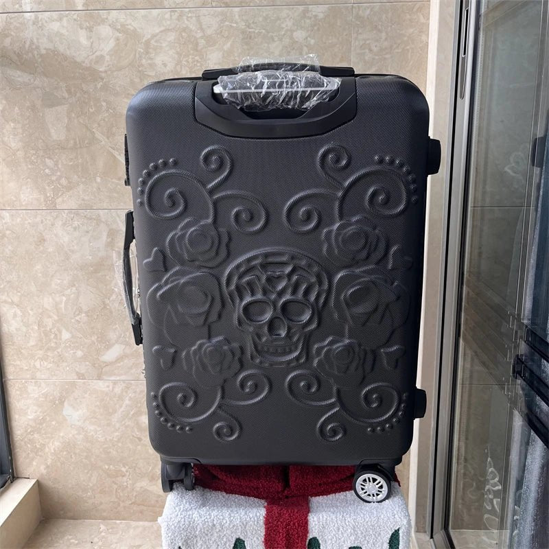 20 inc Black Skull Cabin Rolling Luggage Carry On Size Spinner Hardside Trolley Suitcase On Wheels - RELUX.STORE20 inc Black Skull Cabin Rolling Luggage Carry On Size Spinner Hardside Trolley Suitcase On Wheels