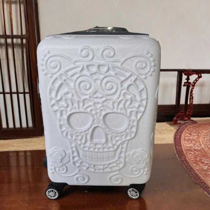 20 inc Black Skull Cabin Rolling Luggage Carry On Size Spinner Hardside Trolley Suitcase On Wheels - RELUX.STORE20 inc Black Skull Cabin Rolling Luggage Carry On Size Spinner Hardside Trolley Suitcase On Wheels