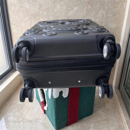 20 inc Black Skull Cabin Rolling Luggage Carry On Size Spinner Hardside Trolley Suitcase On Wheels - RELUX.STORE20 inc Black Skull Cabin Rolling Luggage Carry On Size Spinner Hardside Trolley Suitcase On Wheels