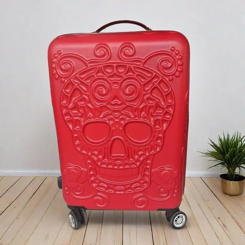 20 inc Black Skull Cabin Rolling Luggage Carry On Size Spinner Hardside Trolley Suitcase On Wheels - RELUX.STORE20 inc Black Skull Cabin Rolling Luggage Carry On Size Spinner Hardside Trolley Suitcase On Wheels