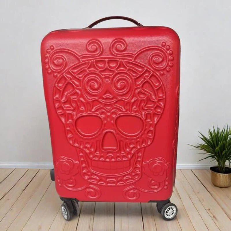 20 inc Black Skull Cabin Rolling Luggage Carry On Size Spinner Hardside Trolley Suitcase On Wheels - RELUX.STORE20 inc Black Skull Cabin Rolling Luggage Carry On Size Spinner Hardside Trolley Suitcase On Wheels