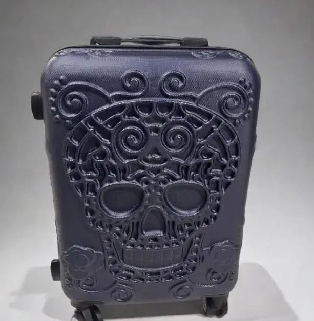 20 inc Black Skull Cabin Rolling Luggage Carry On Size Spinner Hardside Trolley Suitcase On Wheels - RELUX.STORE20 inc Black Skull Cabin Rolling Luggage Carry On Size Spinner Hardside Trolley Suitcase On Wheels
