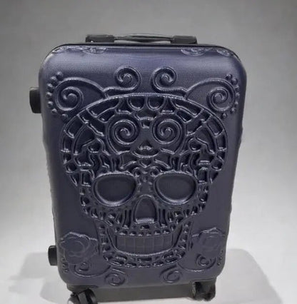 20 inc Black Skull Cabin Rolling Luggage Carry On Size Spinner Hardside Trolley Suitcase On Wheels - RELUX.STORE20 inc Black Skull Cabin Rolling Luggage Carry On Size Spinner Hardside Trolley Suitcase On Wheels