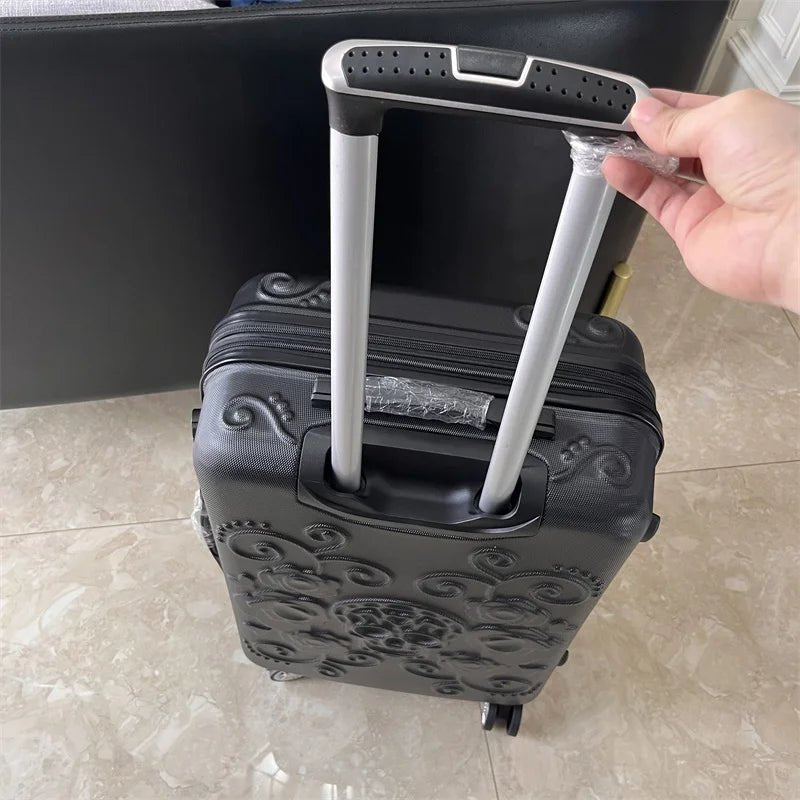 20 inc Black Skull Cabin Rolling Luggage Carry On Size Spinner Hardside Trolley Suitcase On Wheels - RELUX.STORE20 inc Black Skull Cabin Rolling Luggage Carry On Size Spinner Hardside Trolley Suitcase On Wheels