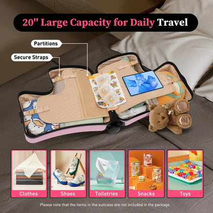 20" Kid's Ride - on Travel Suitcase,Rolling Luggage with Wheels Carry Trolley Luggage with Password Lock for Children's Day Gift - RELUX.STORE20" Kid's Ride - on Travel Suitcase,Rolling Luggage with Wheels Carry Trolley Luggage with Password Lock for Children's Day Gift