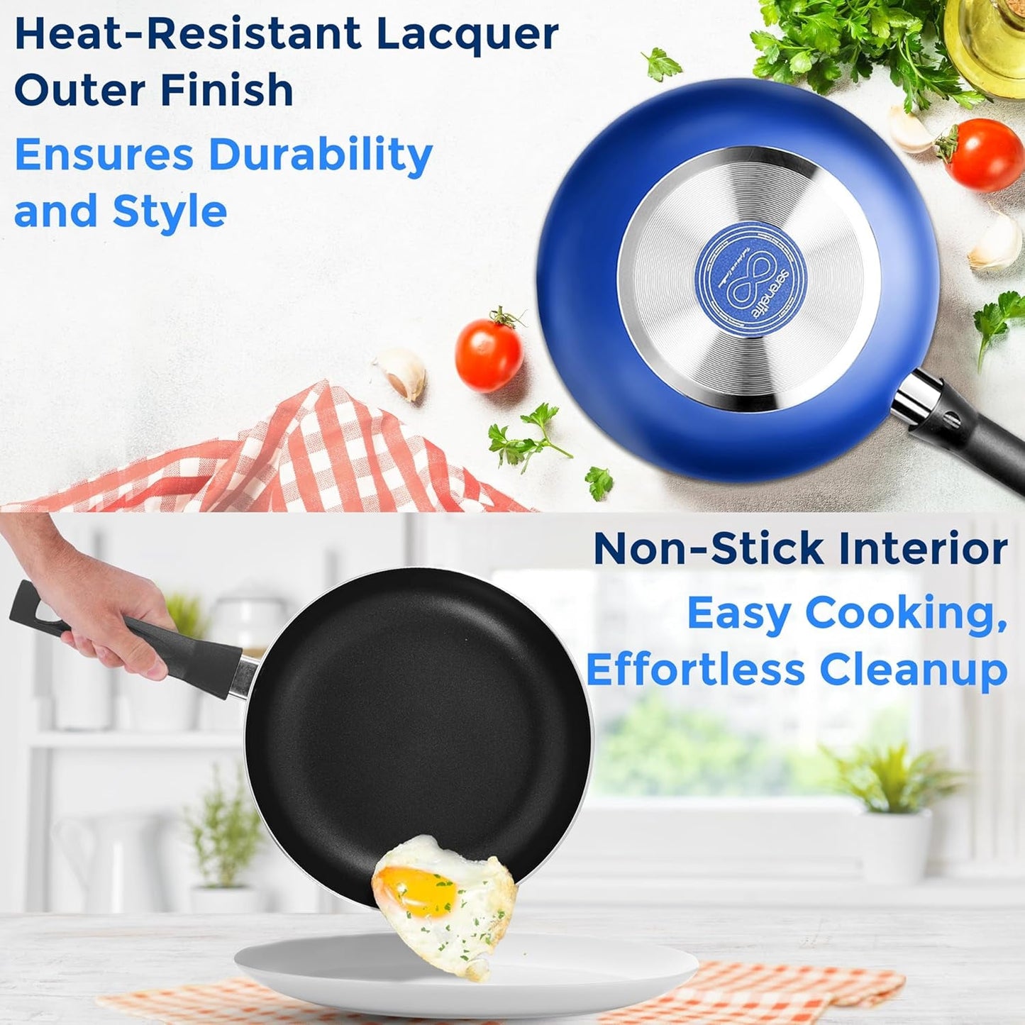 20 - Piece Blue Cookware and Knives Set - Includes Multi - Sized Nonstick Pots and Pans with Lids and Utensils, Heat Resistant, Dishwasher Safe - RELUX.STORE