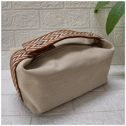 2024 New Large Capacity Canva Makeup Bag Soft Texture Fashionable Women's Shoulder Bag Color Blocking Handbag From China - RELUX.STORE