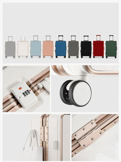 20"/24" Suitcase Fashoin Rolling Luggage Aluminum Frame Case with Wheel Alloy Trolley Bag ABS+PC Material Carry - On Cabin Travel - RELUX.STORE20"/24" Suitcase Fashoin Rolling Luggage Aluminum Frame Case with Wheel Alloy Trolley Bag ABS+PC Material Carry - On Cabin Travel