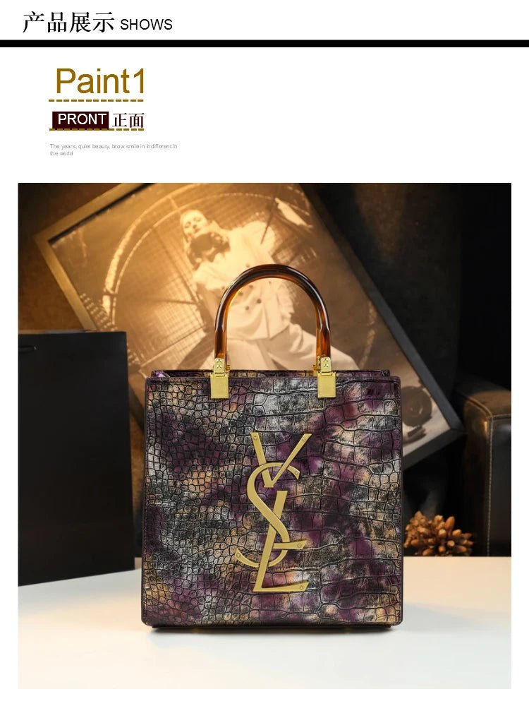 2025 New Arrival All - match Crocodile Pattern Atmospheric Middle - aged Women's Bag Large Capacity Portable Tote Bag Handbags - RELUX.STORE