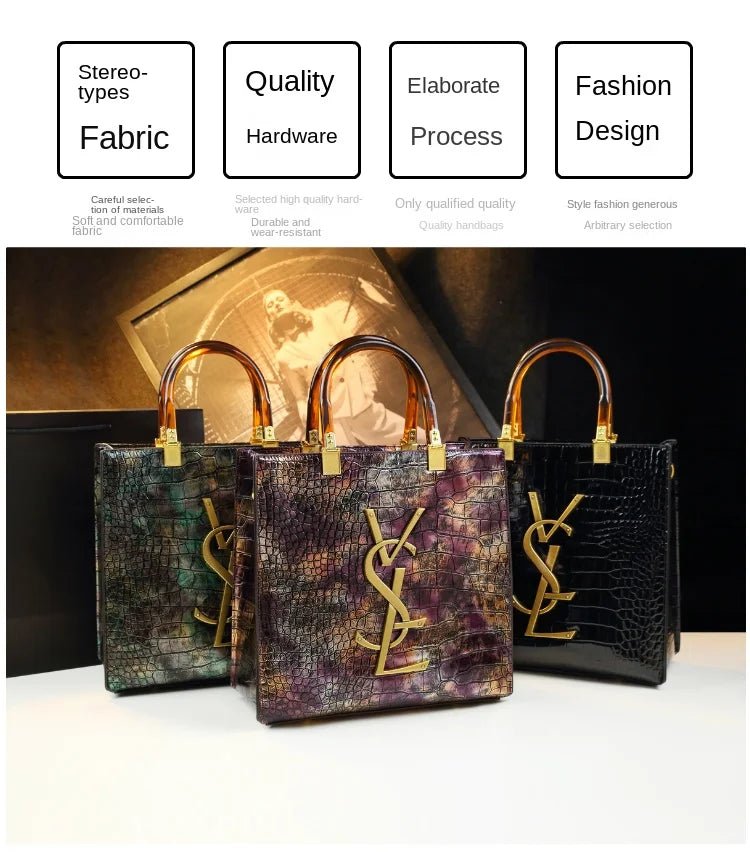 2025 New Arrival All - match Crocodile Pattern Atmospheric Middle - aged Women's Bag Large Capacity Portable Tote Bag Handbags - RELUX.STORE