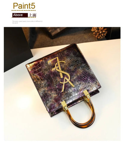 2025 New Arrival All - match Crocodile Pattern Atmospheric Middle - aged Women's Bag Large Capacity Portable Tote Bag Handbags - RELUX.STORE