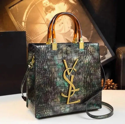 2025 New Arrival All - match Crocodile Pattern Atmospheric Middle - aged Women's Bag Large Capacity Portable Tote Bag Handbags - RELUX.STORE