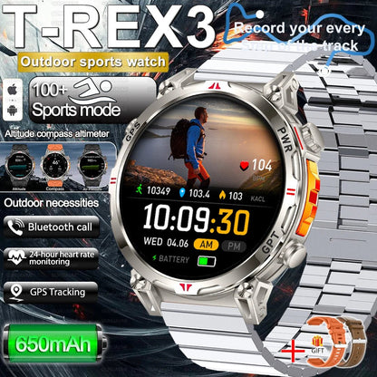 2025 New Military AMOLED HD SmartWatch 650Mah Battery GPS Compass 5ATM Waterproof Tactics 100+ Sport BT call Smart Watch For Men - RELUX.STORE