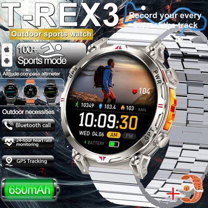 2025 New Military AMOLED HD SmartWatch 650Mah Battery GPS Compass 5ATM Waterproof Tactics 100+ Sport BT call Smart Watch For Men - RELUX.STORE