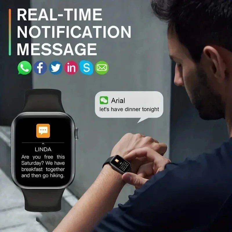 2025 New Smartwatch For Men Android IOS Phone 1.73" Screen Bluetooth Call Blood Oxygen Pressure Monitoring Smart Watch Women - RELUX.STORE