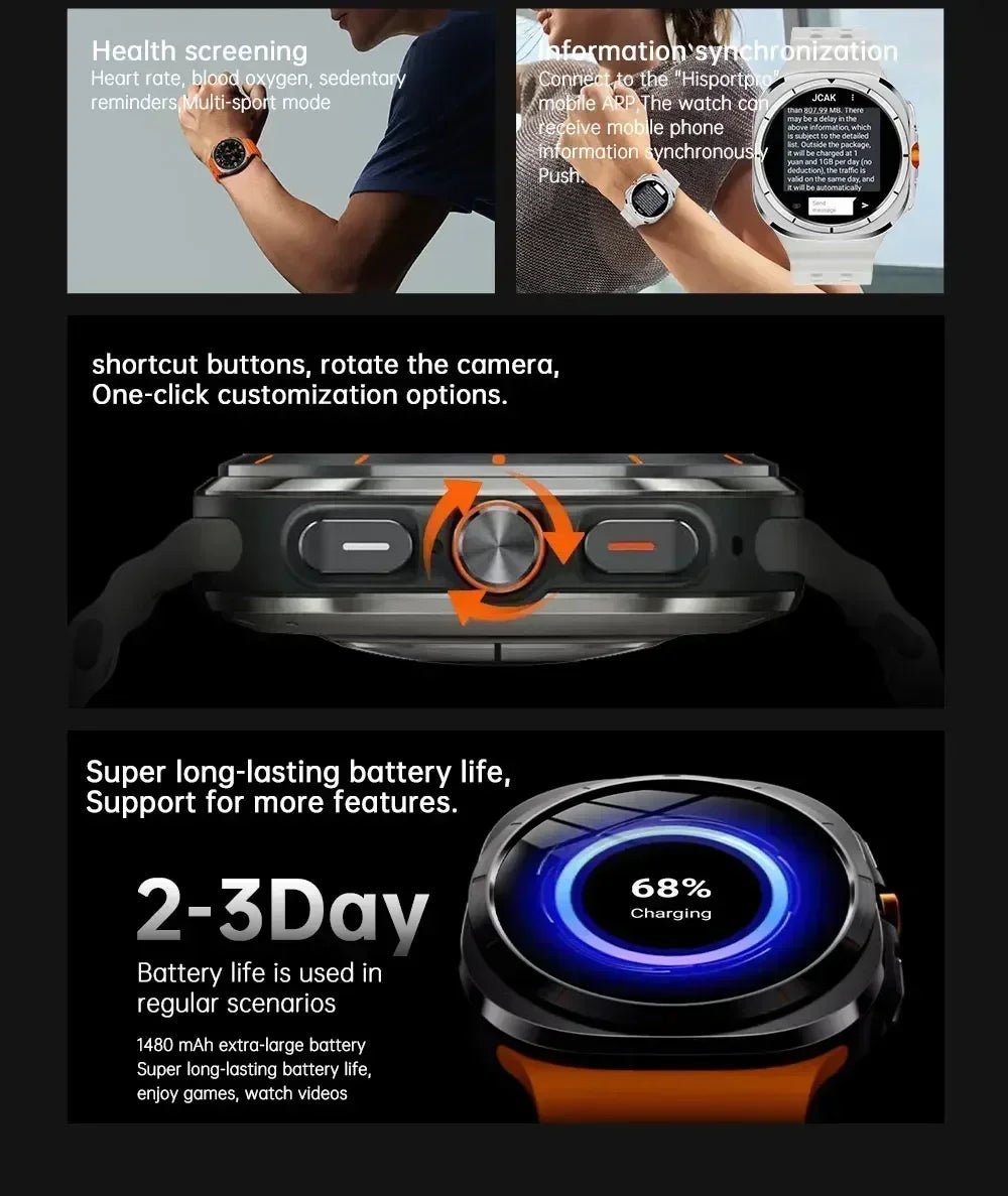 2025 New W7 5G Fitness Smart Watch Full Network GPS NFC Call Information Display Men's Sports Watch Application Download - RELUX.STORE