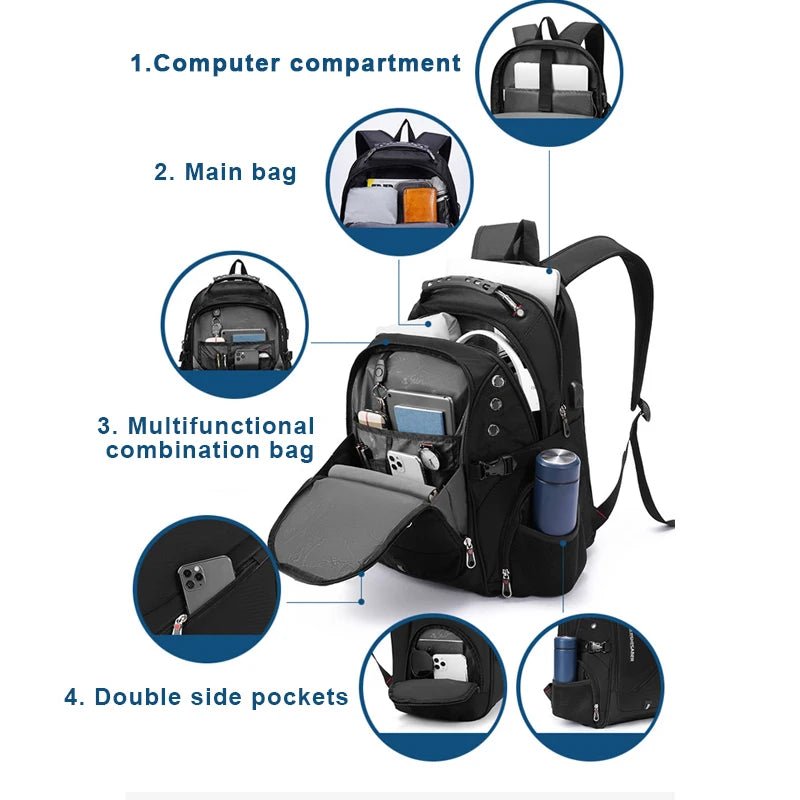 2025 Waterproof 17/20 Inch Laptop Backpack Men Airplane Travel Backpack Women Oxford Rucksack Male School Bag modern Mochila - RELUX.STORE2025 Waterproof 17/20 Inch Laptop Backpack Men Airplane Travel Backpack Women Oxford Rucksack Male School Bag modern Mochila