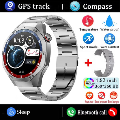 2025New For Android and ios Smart Watch Men AMOLED Screen GPS Motion trajectory Heart Rate Bluetooth Calls SmartWatch Waterproof - RELUX.STORE