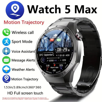 2025New For Android and ios Smart Watch Men AMOLED Screen GPS Motion trajectory Heart Rate Bluetooth Calls SmartWatch Waterproof - RELUX.STORE