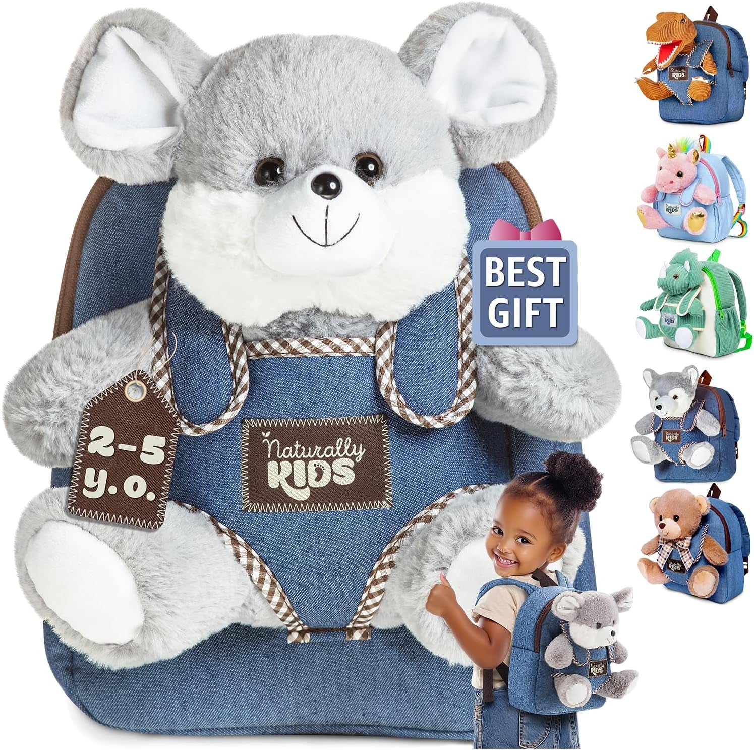 Wolf Backpack, Wolf Toys for Kids 3-5, Toddler Husky Stuffed Animal Gifts for 2 3 4 5 Year Old Girl Boy