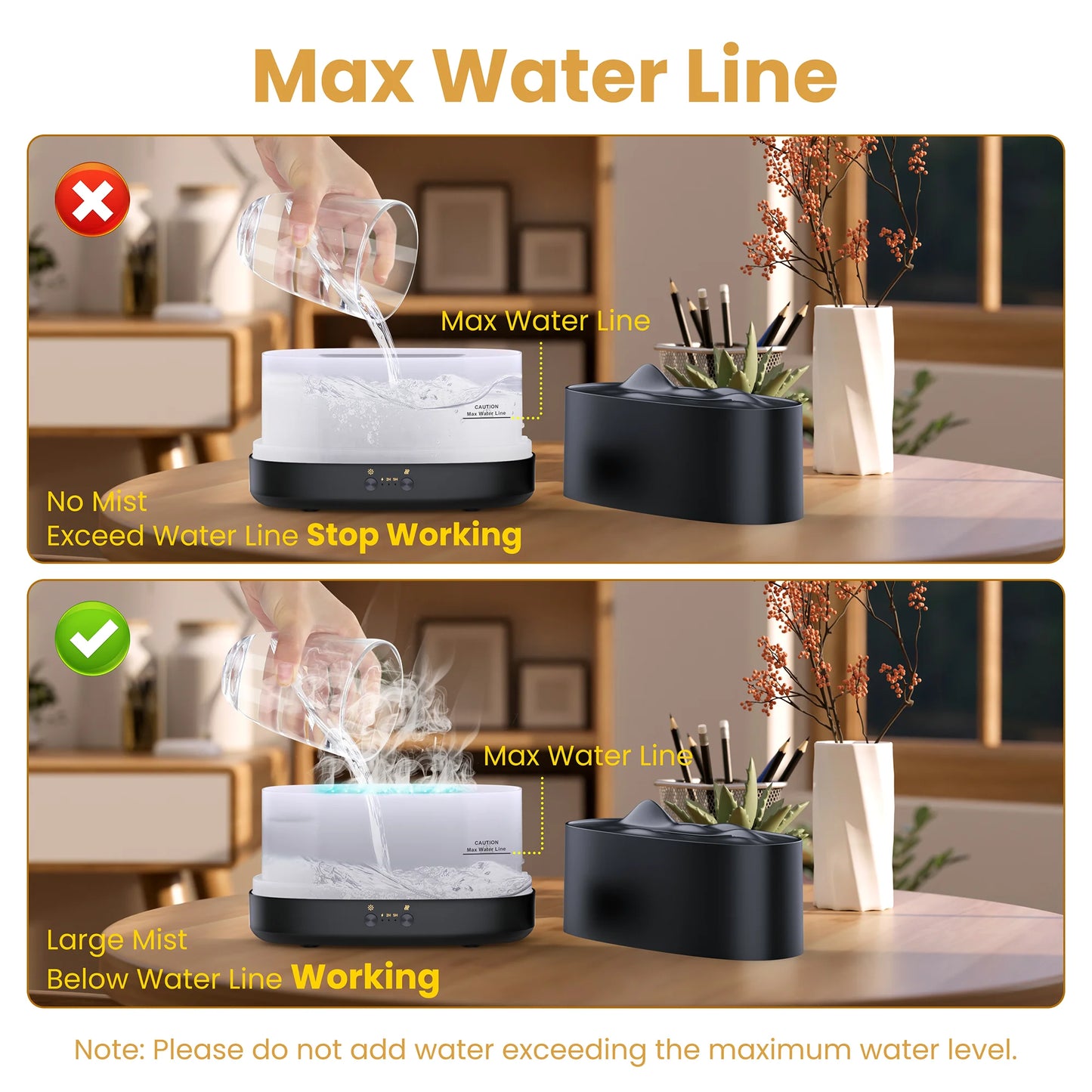 Essential Oil Diffuser & Humidifier – 200ml Flame Aroma Diffuser with 7 Color LED Lights & Timer | Aromatherapy Diffuser for Home, Bedroom & Office (Black)