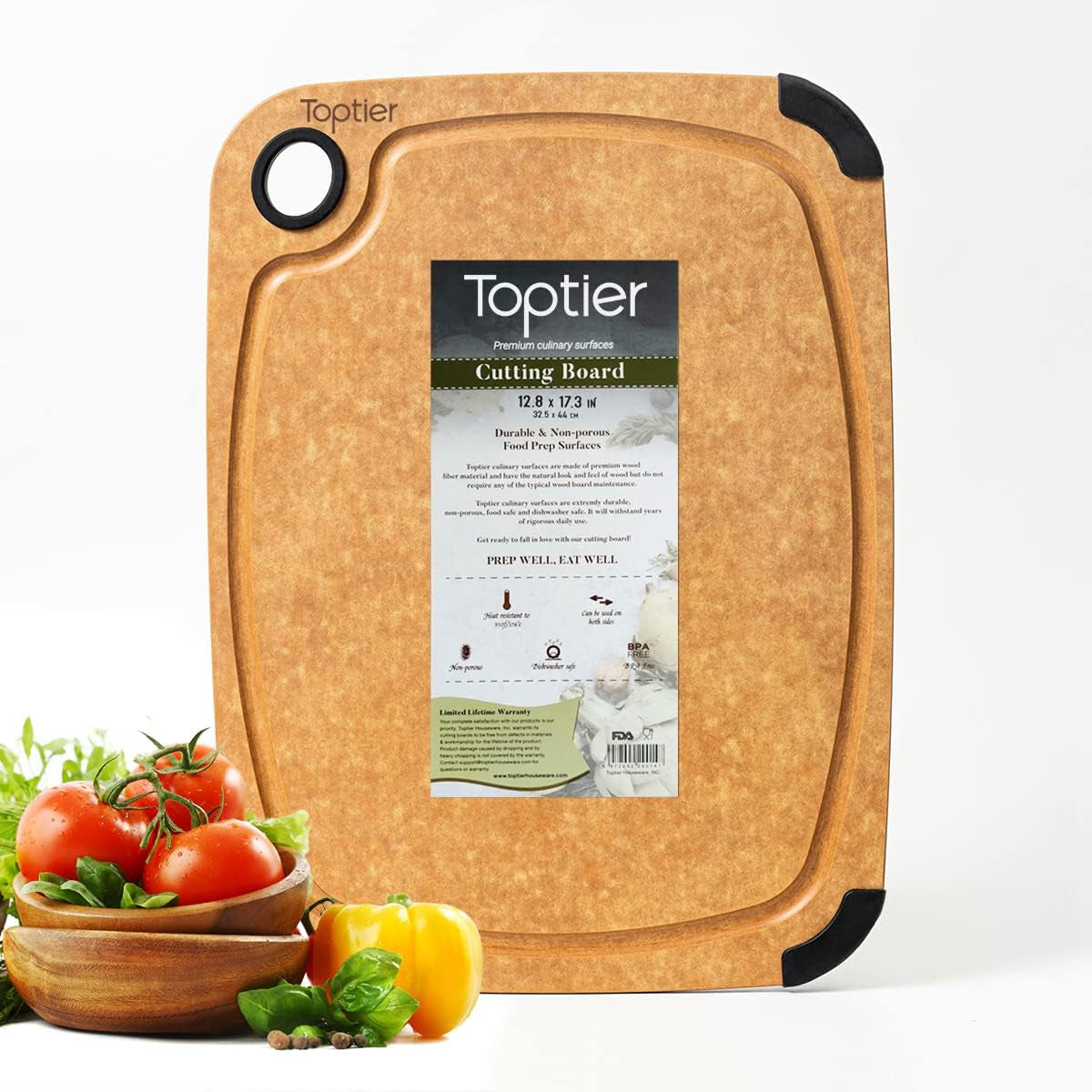 Wood Fiber Cutting Board for Kitchen - Non-Slip, Reversible, Eco-Friendly, Small 11.5 X 9.25-Inch Chopping Board, Natural Slate