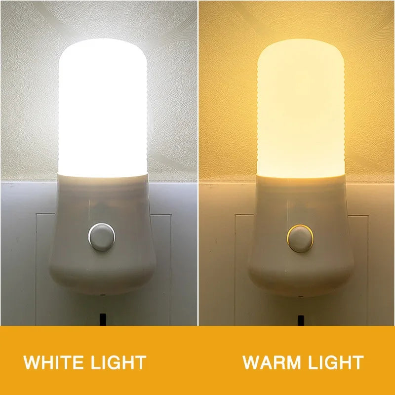 EU/US Plug Night Lights LED Night Light Push Button Switch Bedroom Bedside Lamp Baby Room Corridor Home Decor Wall Socket Lamp