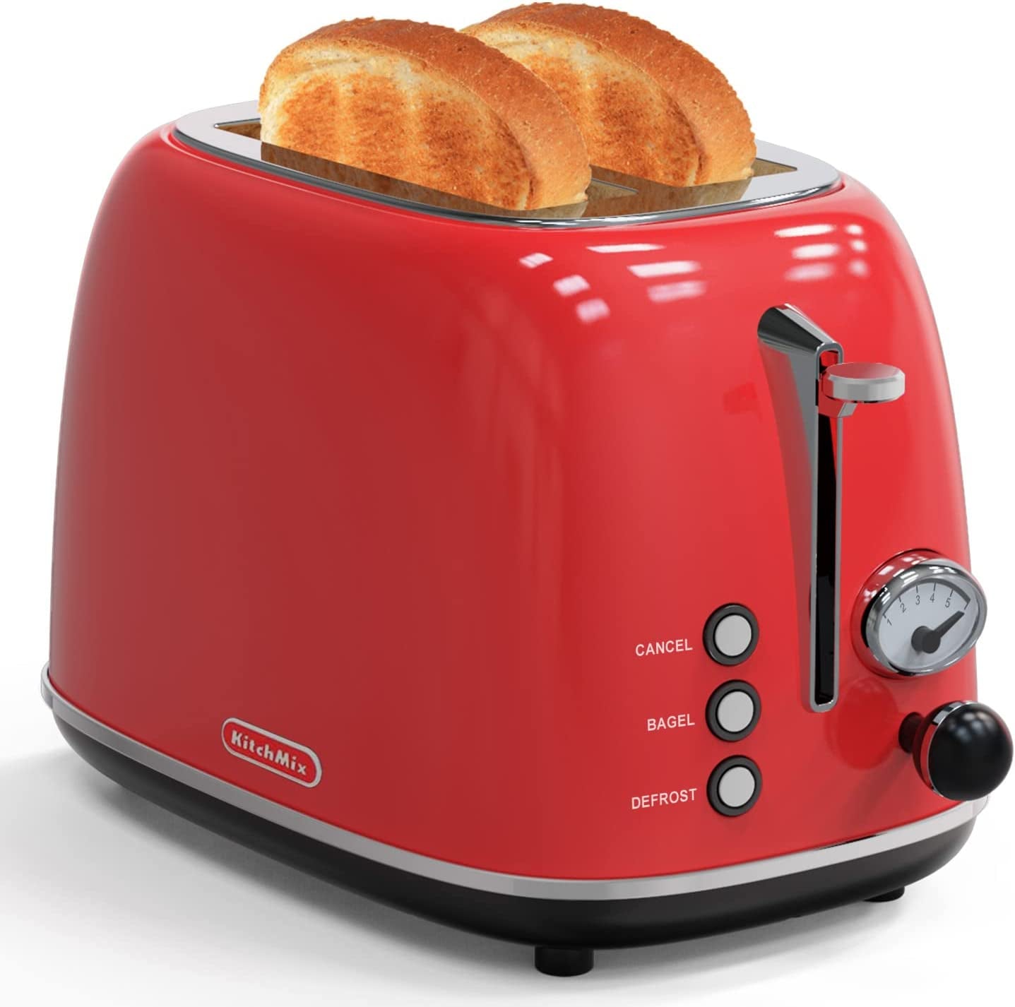 Toaster 2 Slice,Retro Stainless Steel Toaster with 6 Settings, 1.5 in Extra Wide Slots, Bagel/Defrost/Cancel Function, Removable Crumb Tray (Baby Pink)