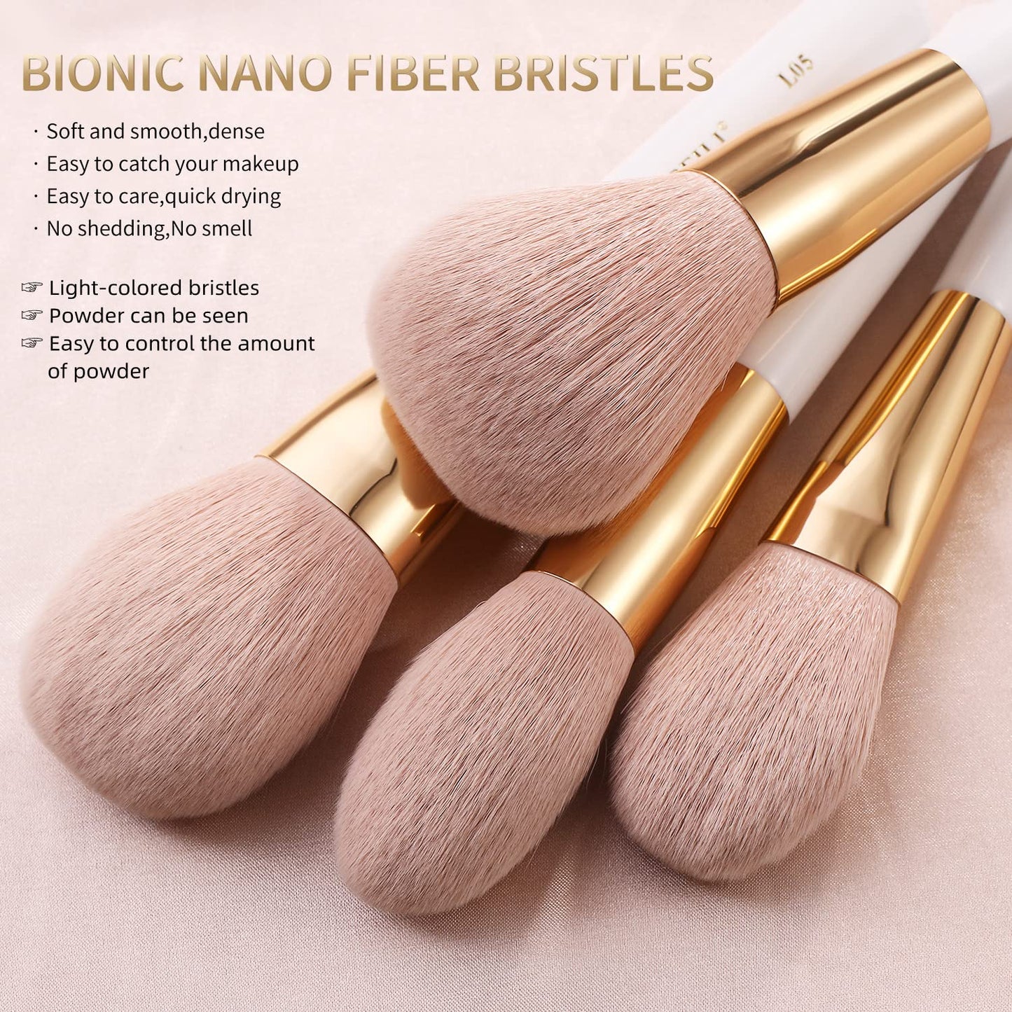 Makeup Brushes Set 30Pcs Professional Makeup Brush Premium Pink Vegan Synthetic Kabuki Foundation Blending Brush Face Powder Blush Concealers Eye Shadows Make up Brush Set (White/Rose Golden)