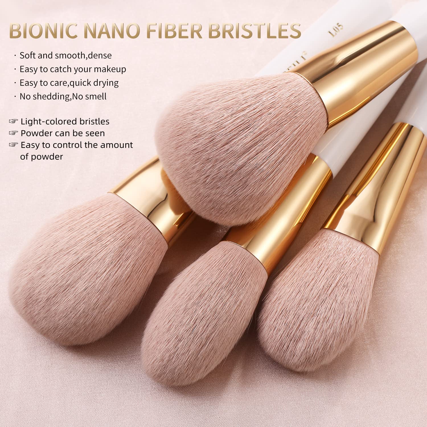 Makeup Brushes Set 30Pcs Professional Makeup Brush Premium Pink Vegan Synthetic Kabuki Foundation Blending Brush Face Powder Blush Concealers Eye Shadows Make up Brush Set (White/Rose Golden)