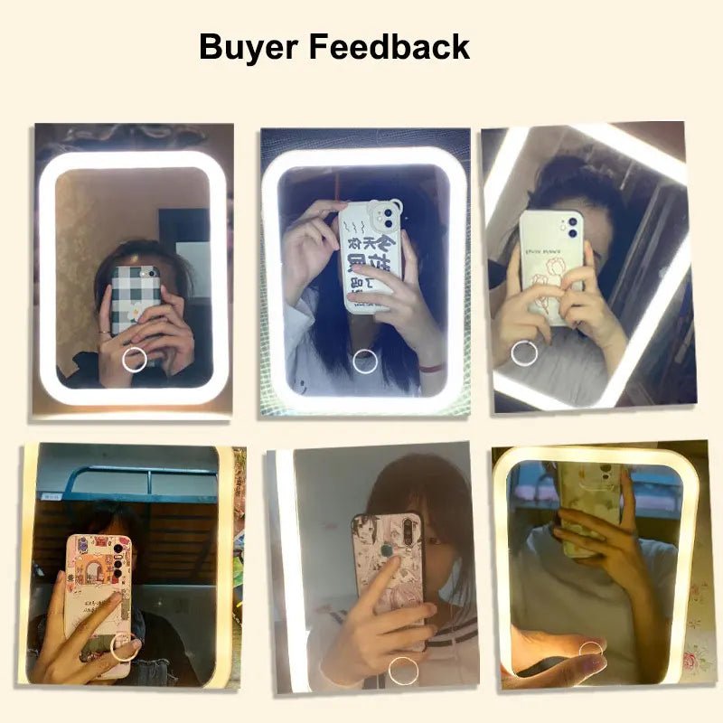 3 Colors LED Vanity Mirror with Touch Screen USB Rechargeable Dimming Makeup Mirror 3 Brightness Portable - RELUX.STORE