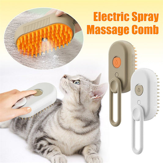 “3 - in - 1 Electric Pet Grooming Brush – Steam Hair Removal & Massage Comb for Cats and Dogs, Easy Fur Care Tool” - RELUX.STORE