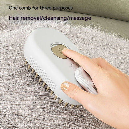 “3 - in - 1 Electric Pet Grooming Brush – Steam Hair Removal & Massage Comb for Cats and Dogs, Easy Fur Care Tool” - RELUX.STORE