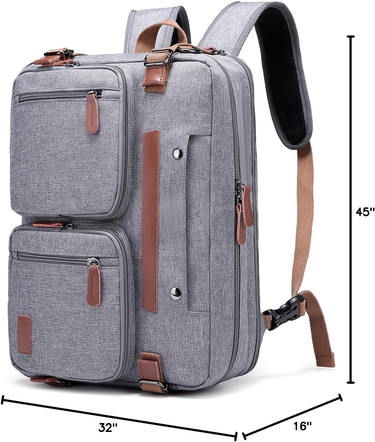 3 - in - 1 Laptop Bag for Men 17.3 Inch – Convertible Laptop Backpack, Briefcase & Messenger Bag | Waterproof Computer Work Bag for Men & Women, Professional Travel Business Bag (Black) - RELUX.STORE