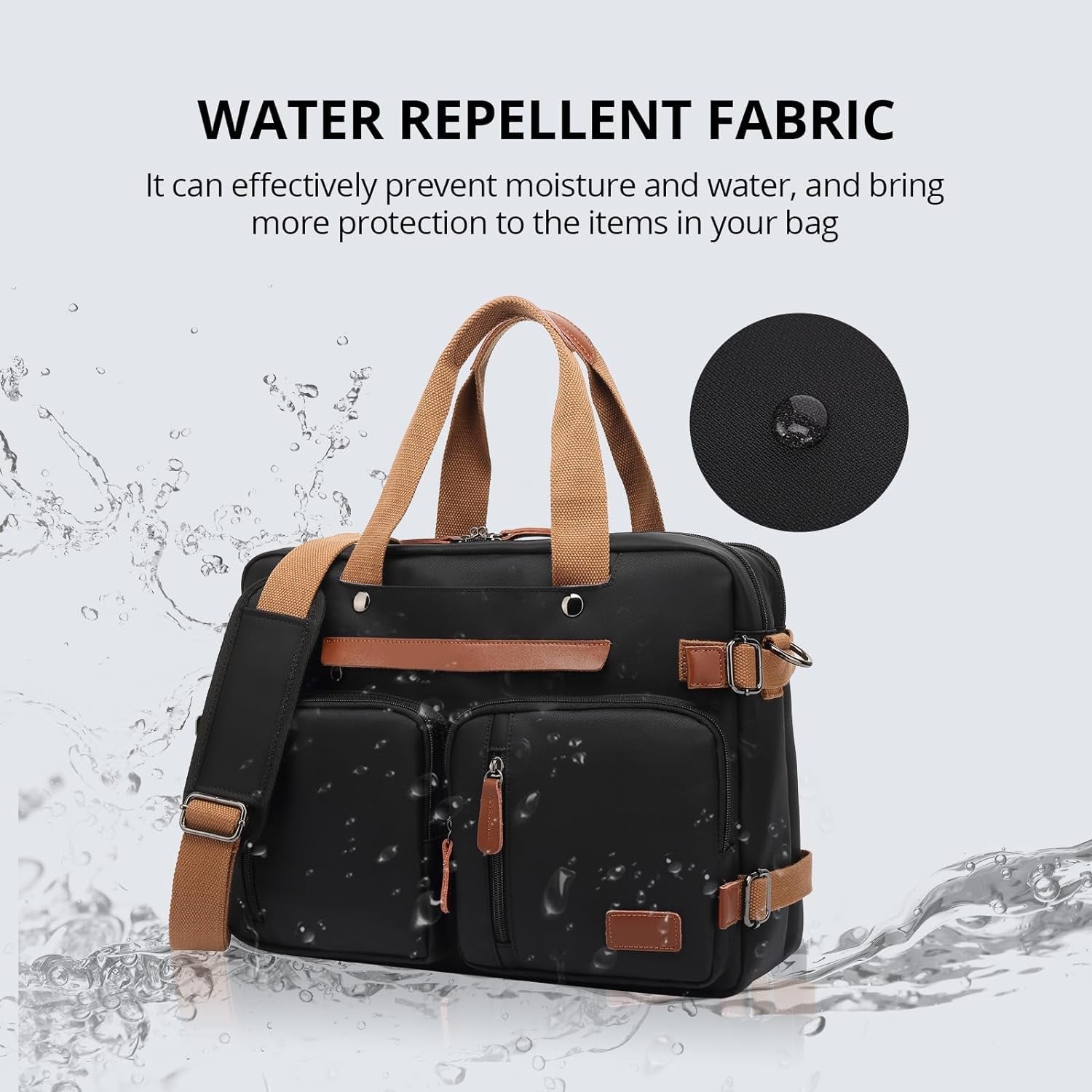 3 - in - 1 Laptop Bag for Men 17.3 Inch – Convertible Laptop Backpack, Briefcase & Messenger Bag | Waterproof Computer Work Bag for Men & Women, Professional Travel Business Bag (Black) - RELUX.STORE