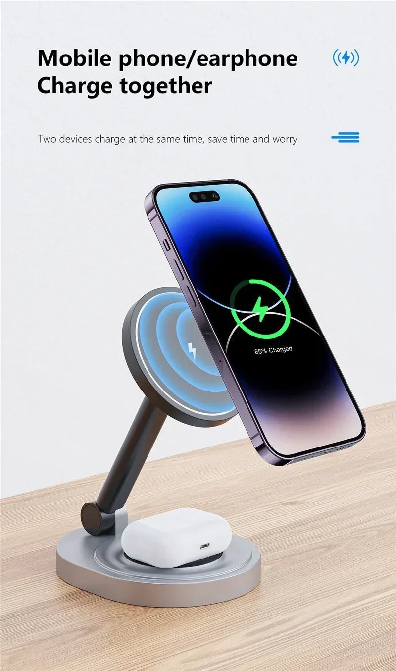 3 In 1 Magnetic Wireless Charger Stand Pad For Magsafe iPhone 16 15 14 13 12 Pro Max Apple Watch Airpods Fast Charging Station - RELUX.STORE