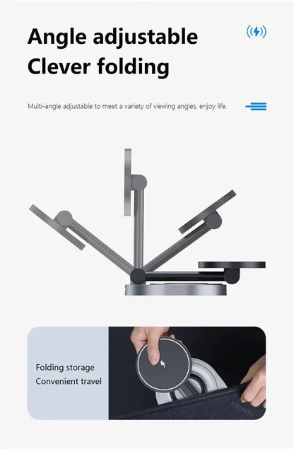 3 In 1 Magnetic Wireless Charger Stand Pad For Magsafe iPhone 16 15 14 13 12 Pro Max Apple Watch Airpods Fast Charging Station - RELUX.STORE