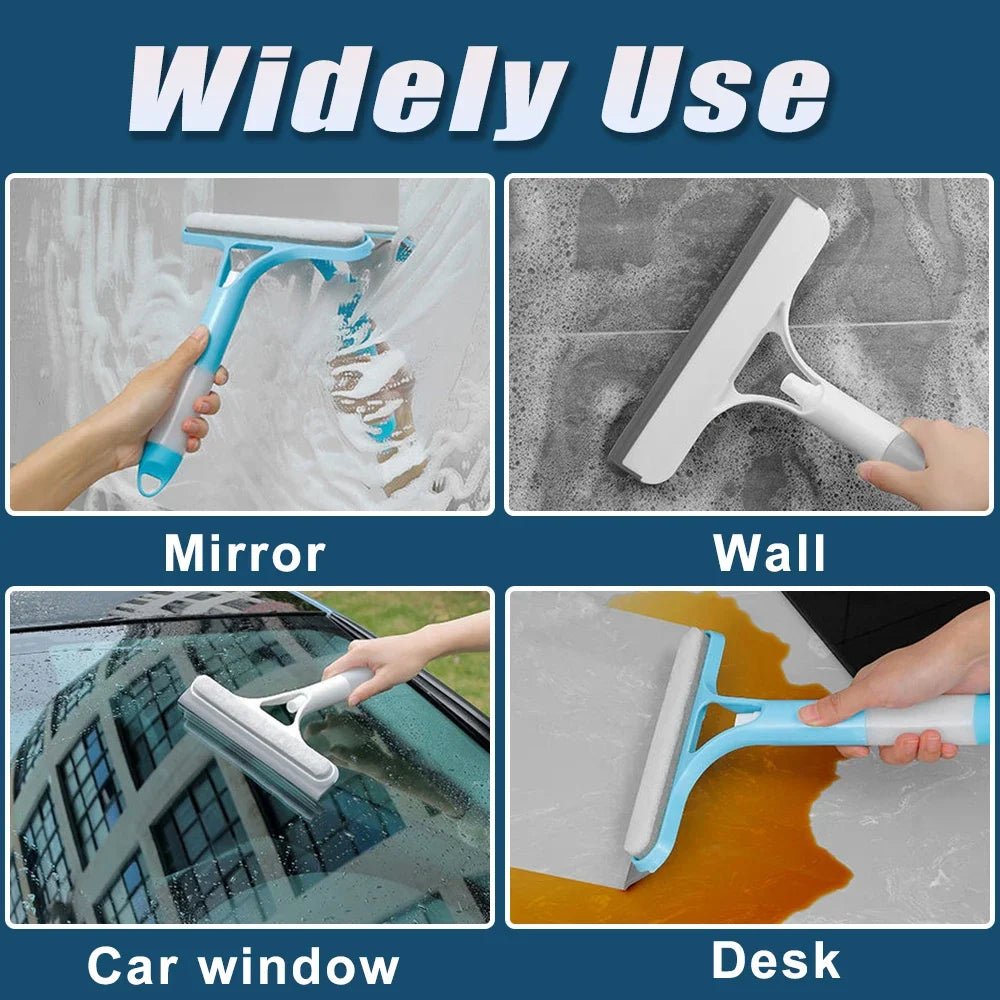 3 in 1 Window Cleaning Squeegee Multi Function Glass Mirror Wiper with Spray Bottle Microfiber Scrub Household Car Cleaner Tools - RELUX.STORE