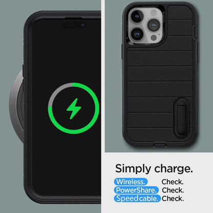 3 - Layer Heavy - Duty Protective Kickstand Case for iPhone 14 / 14 Plus / 14 Pro / 14 Pro Max – Black Shockproof Cover 5G - RELUX.STORE