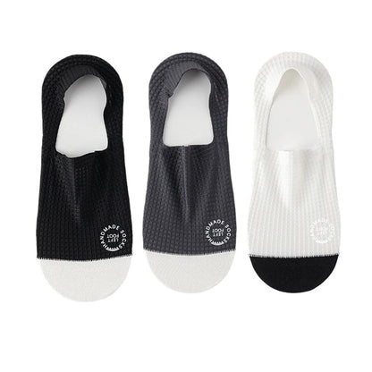 "3 Pairs Men’s Invisible Socks – Thin, Breathable, Sweat - Absorbing Boat Socks with Comfortable Waffle Mesh Pattern" - RELUX.STORE