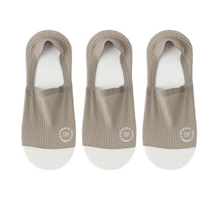 "3 Pairs Men’s Invisible Socks – Thin, Breathable, Sweat - Absorbing Boat Socks with Comfortable Waffle Mesh Pattern" - RELUX.STORE