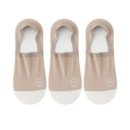 "3 Pairs Men’s Invisible Socks – Thin, Breathable, Sweat - Absorbing Boat Socks with Comfortable Waffle Mesh Pattern" - RELUX.STORE