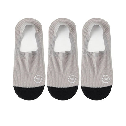 "3 Pairs Men’s Invisible Socks – Thin, Breathable, Sweat - Absorbing Boat Socks with Comfortable Waffle Mesh Pattern" - RELUX.STORE
