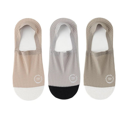 "3 Pairs Men’s Invisible Socks – Thin, Breathable, Sweat - Absorbing Boat Socks with Comfortable Waffle Mesh Pattern" - RELUX.STORE