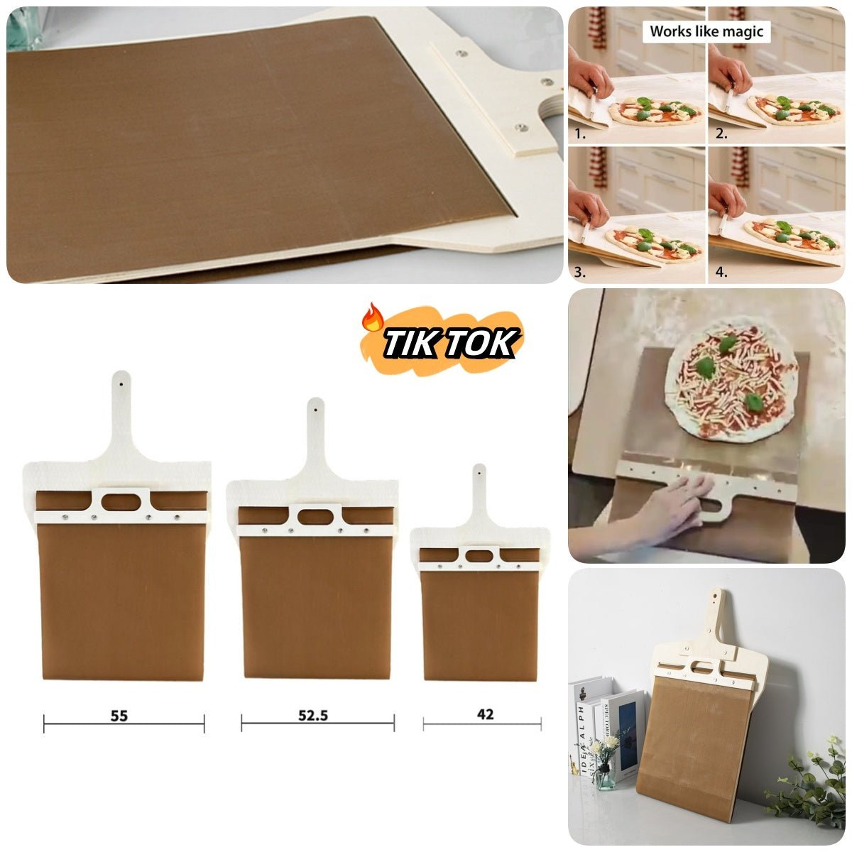 3 Sizes Sliding Pizza Peel Shovel Storage Board Pala Pizza Scorrevole Wooden Handle Transfer Pizza Kitchen Gadgets - RELUX.STORE