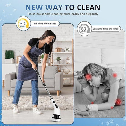 Powerful Electric Spin Scrubber | Cordless Cleaning Brush with 9 Heads | Dual-Speed, IPX7 Waterproof, Long Handle | Deep Clean for Bathroom, Tub, Tile.Tiktokshopbacktoschool