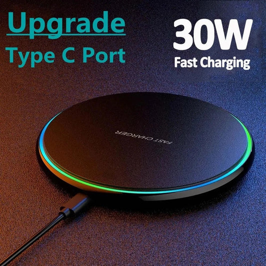 30W Fast Wireless Charger Pad – Magnetic Induction Charging Dock for iPhone 15 14 13 12 Pro Max, Samsung S23 S22, Xiaomi & Huawei - RELUX.STORE