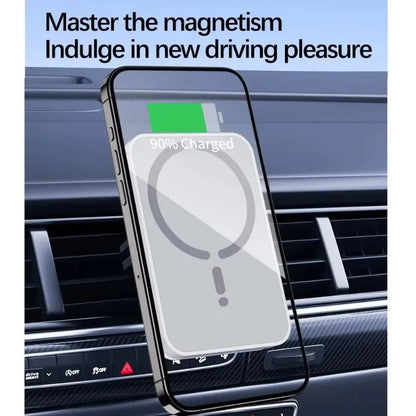 "30W Magnetic Wireless Car Charger with Air Vent Clip – Magsafe iPhone 16/15/14/13/12 Pro Max Fast Charging Stand & Phone Holder" - RELUX.STORE