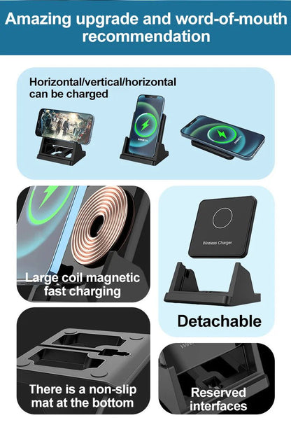 30W Ultra - Thin Wireless Charger Pad & Stand – Fast Charging Dock Station for iPhone 15/14/13/12, Samsung, Xiaomi, Huawei - RELUX.STORE