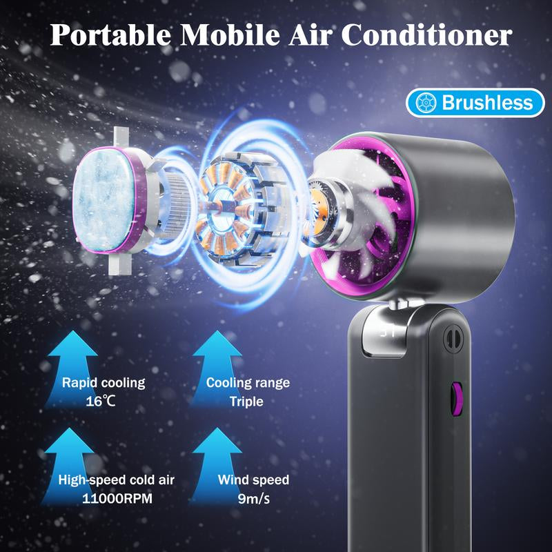 Portable Fan, 3-In-1 Mini Fans Speed 1-100, USB Rechargeable Handheld Personal Fan, 4000Mah Foldable Cooling Fan with LED Display, Ideal for Travel and Camping